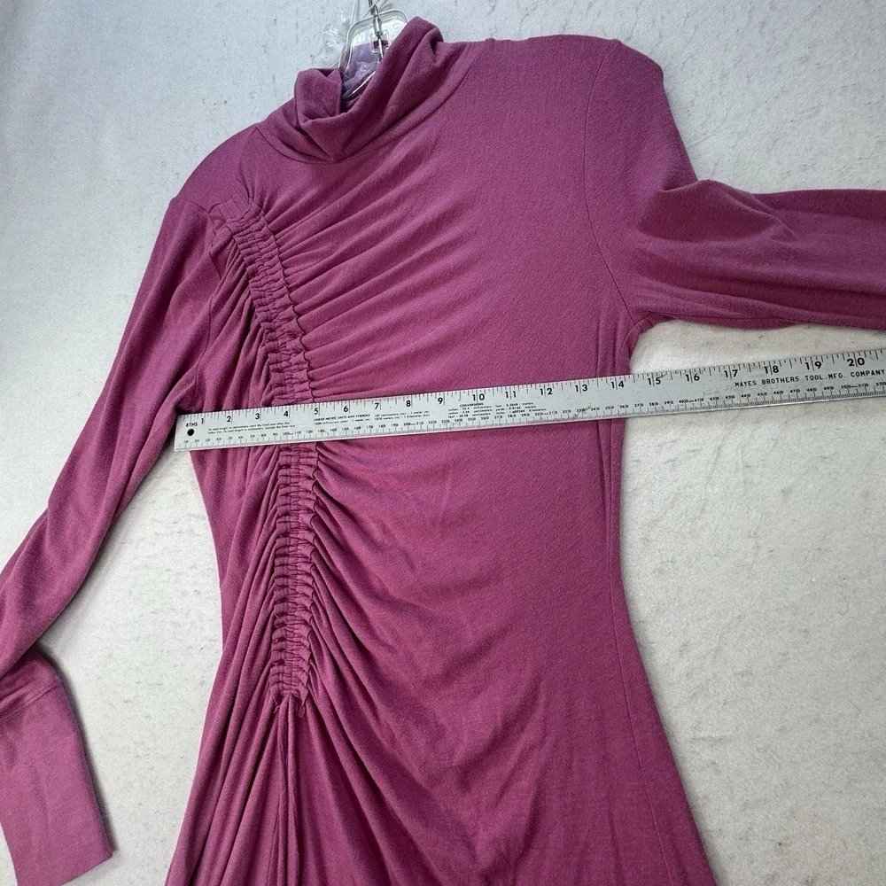Anthropologie‎ Daily Practice Ruched Cowl Neck Cozy Midi Dress Pink sz M - Picture 7 of 13